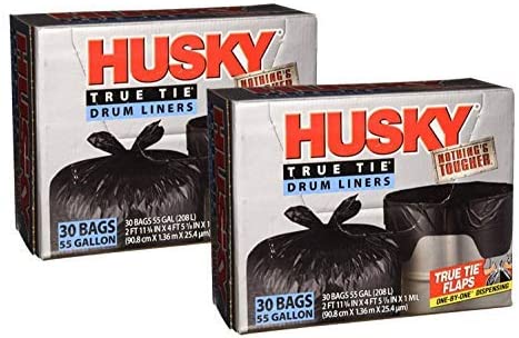 Husky HKK55030B True Tie 55-Gallon Drum Liners (55 Gallon 30 Count)