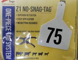 Z Calf Tag White 51-75 25 Ct Easy Application Prevent Disease Transfer