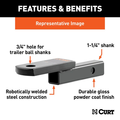 Curt Class 2 Ball Mount (1-1/4 Shank, 3,500 lbs., 3-1/4 Drop, 7-1/4 Long)
