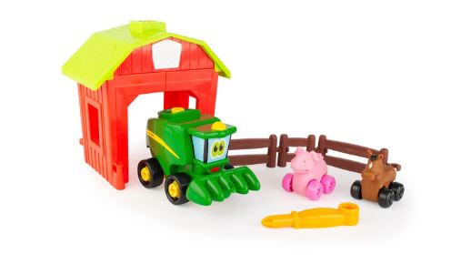 John Deere Build-A-Buddy Corey Playset (screwdriver to take Corey apart - horse and pig on wheels - a barn and fencing)